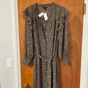Banana Republic Long Full Button Down Dress With Waist Tie NWT